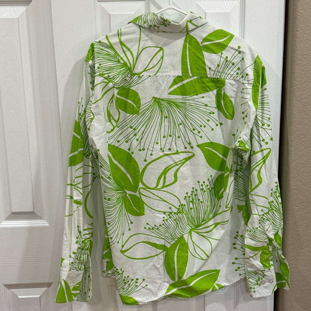 Report Collection - Trend Lime Green Floral Button-Up Shirt - size L - Picture 5 of 7